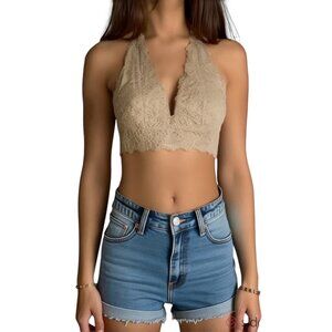 Aerie Lace Back Closure Bralette Beige Size S Coquette Whimsygoth Fairy Summer